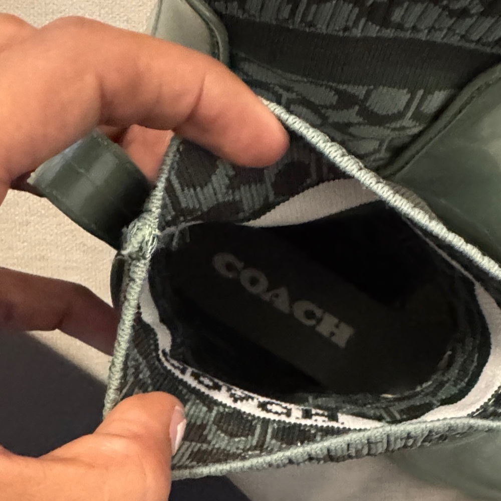 COACH Green Glossy Rain Ankle Boots - Picture 7 of 8
